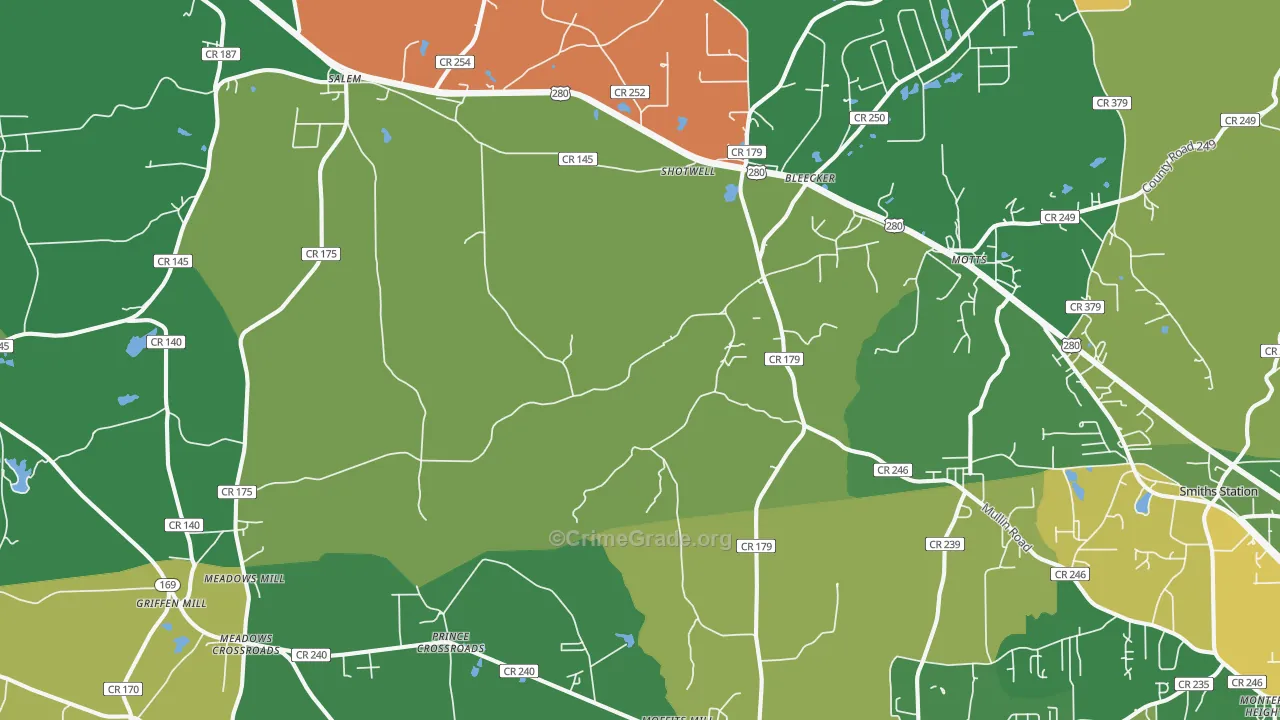 Salem, AL Map of Robbery Rates