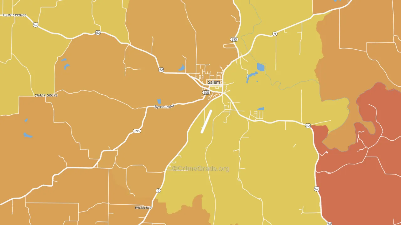 Salem, AR Map of Robbery Rates