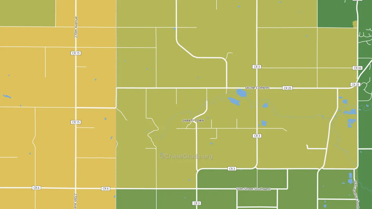 Salem Corners, MN Map of Robbery Rates