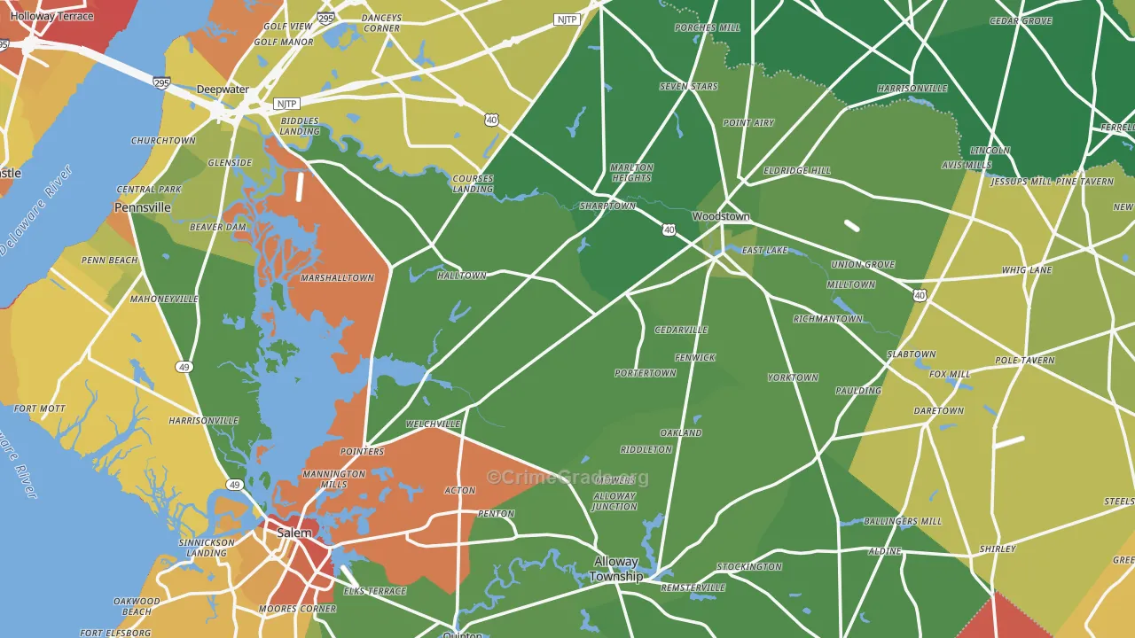 Salem County, NJ Map of Robbery Rates