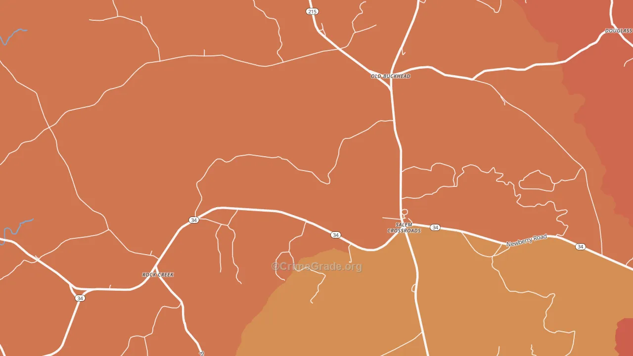 Salem Crossroads, SC Map of Robbery Rates
