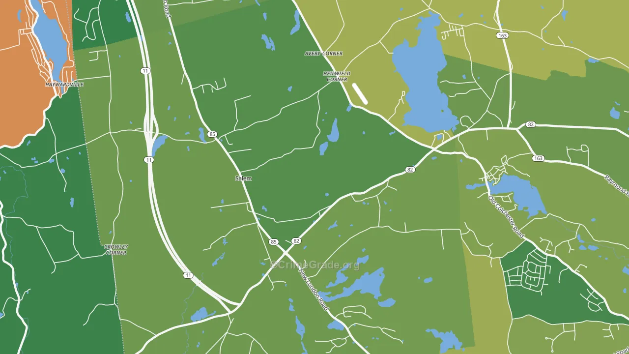 Salem, CT Map of Robbery Rates