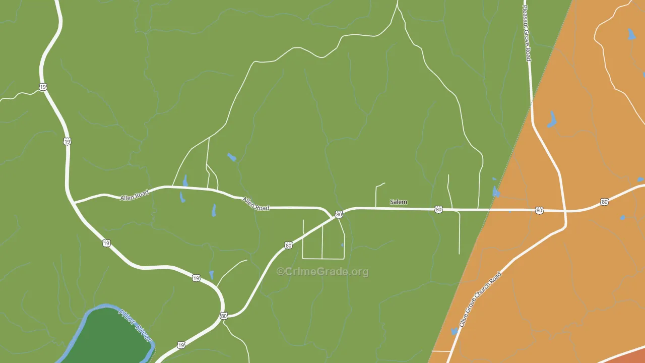 Salem, GA Map of Robbery Rates