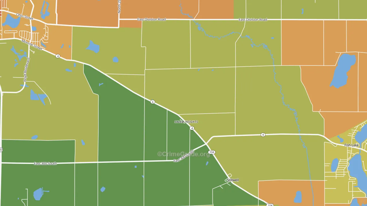Salem Heights, IN Map of Robbery Rates
