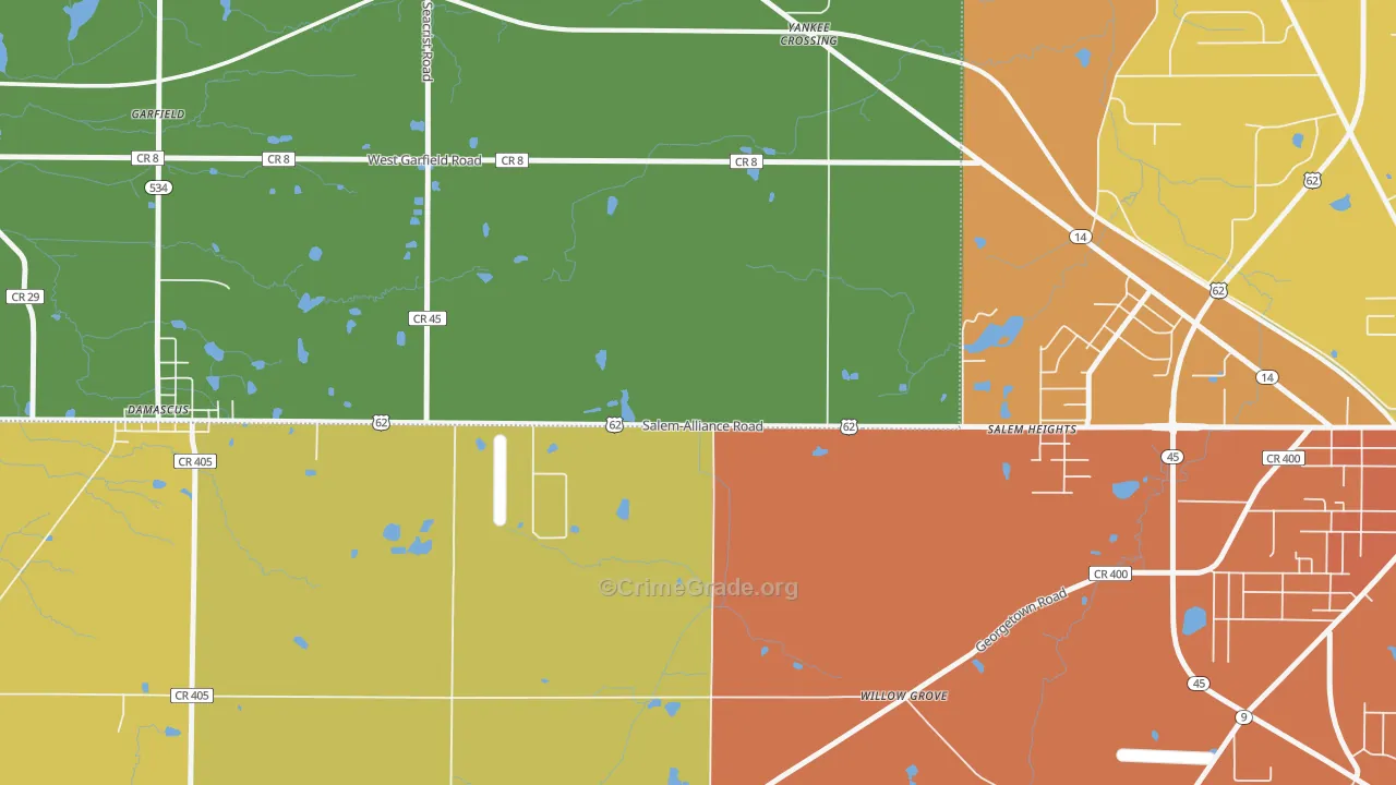 Salem Heights, OH Map of Robbery Rates