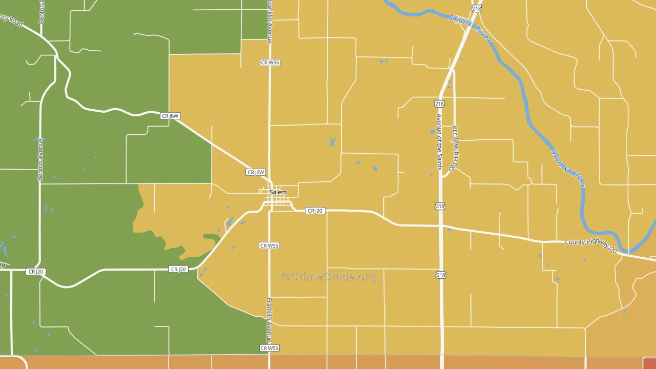 Salem, IA Map of Robbery Rates