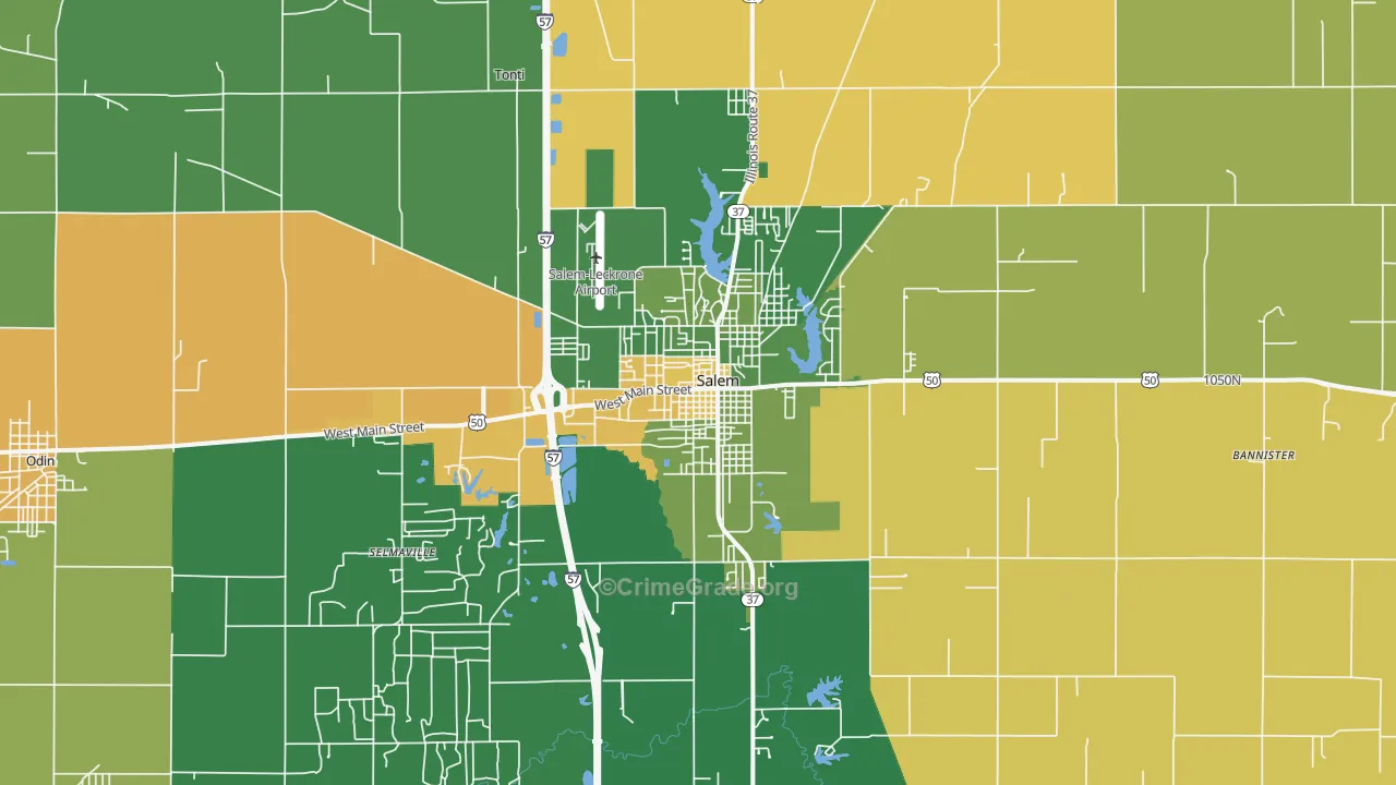 Salem, IL Map of Robbery Rates