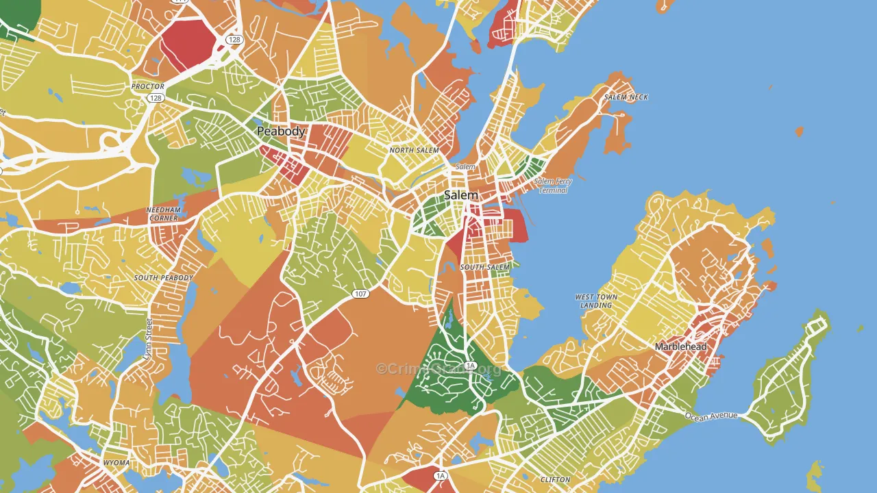 Salem, MA Map of Robbery Rates