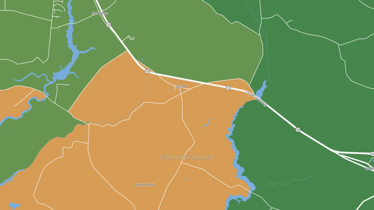 Salem, MD Map of Robbery Rates