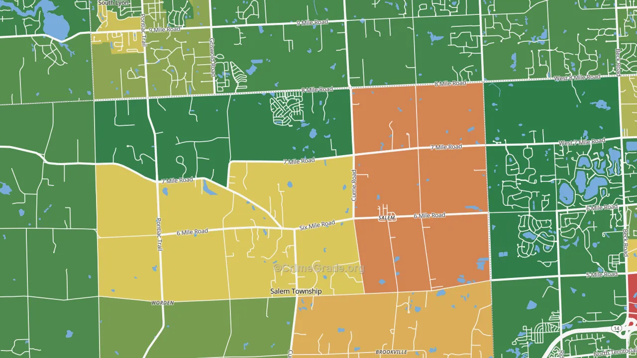 Salem, MI Map of Robbery Rates