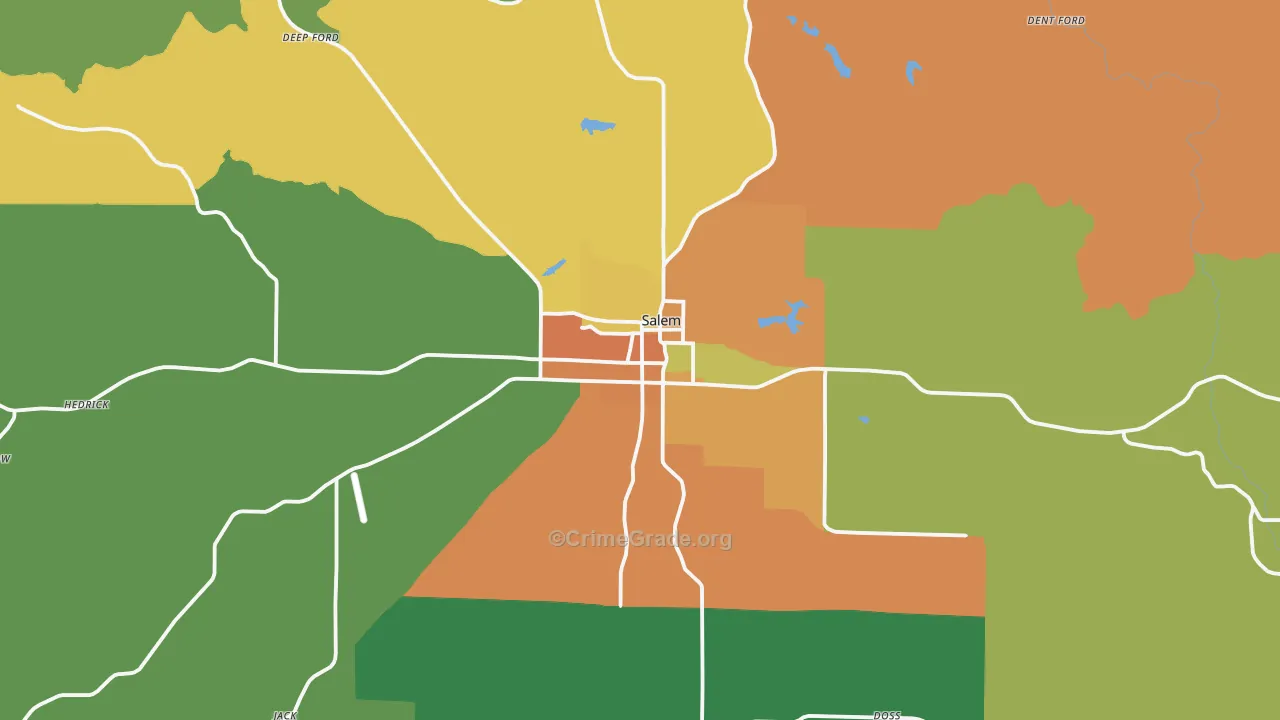 Salem, MO Map of Robbery Rates