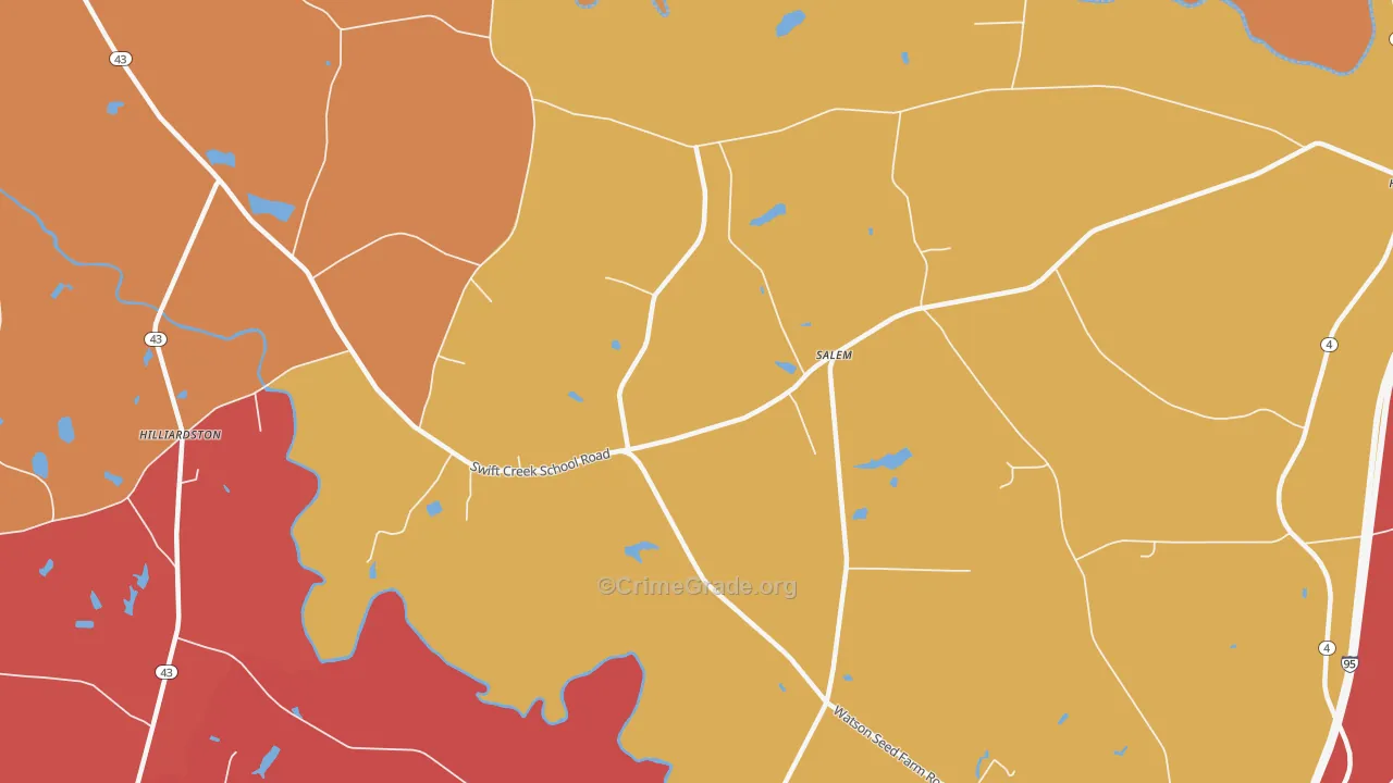 Salem, NC Map of Robbery Rates