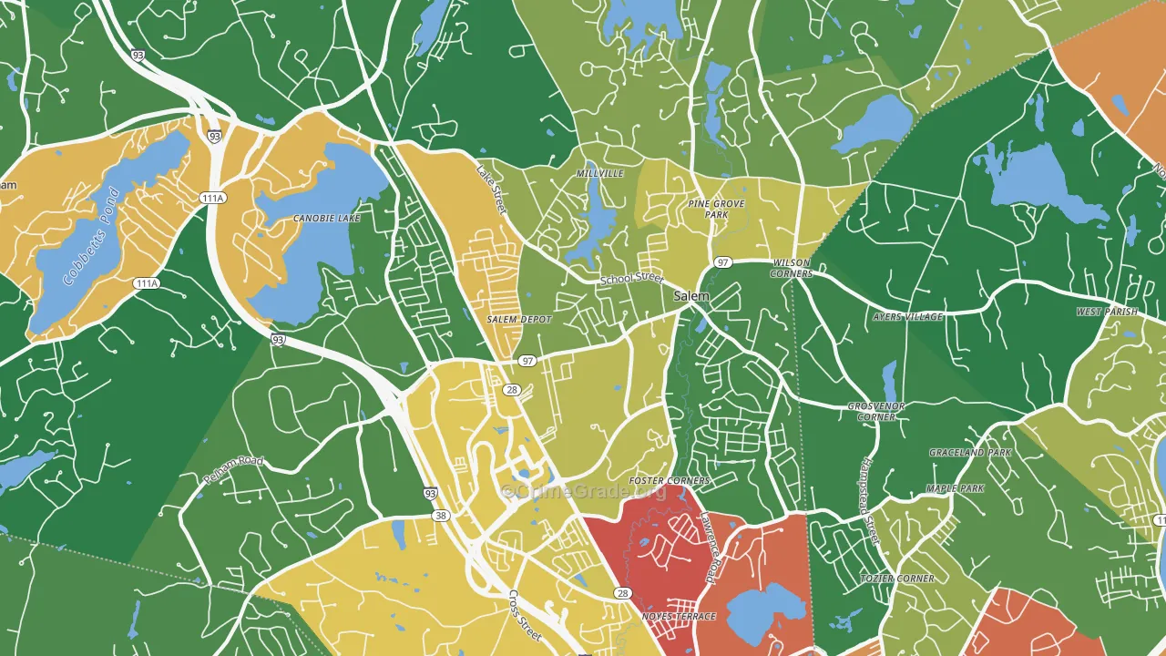 Salem, NH Map of Robbery Rates