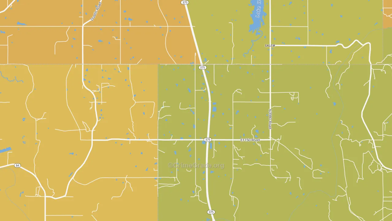 Salem, OK Map of Robbery Rates