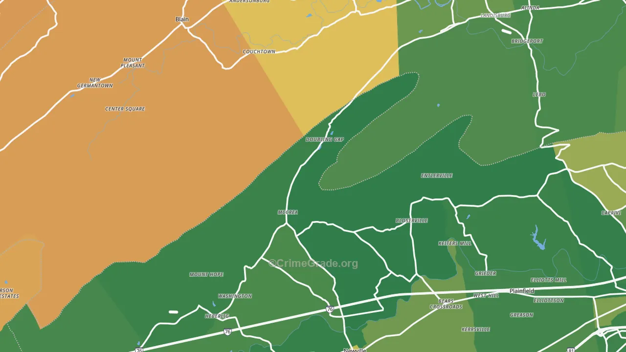Salem, PA Map of Robbery Rates