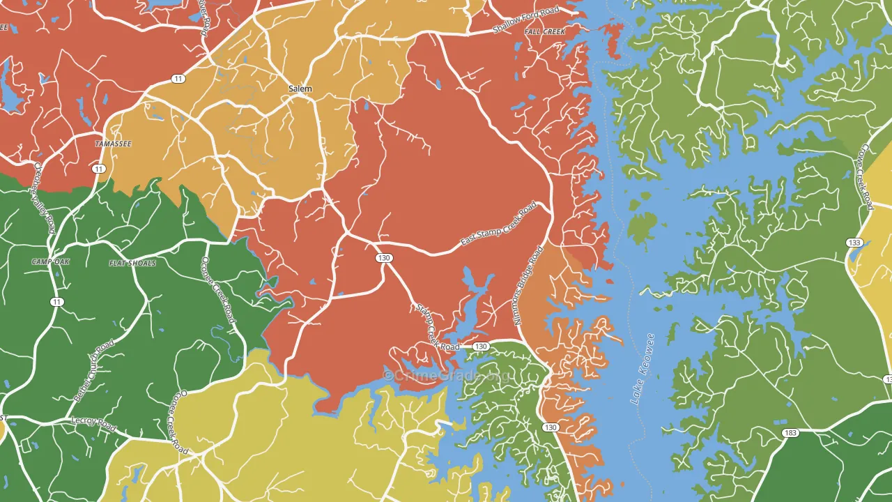 Salem, SC Map of Robbery Rates