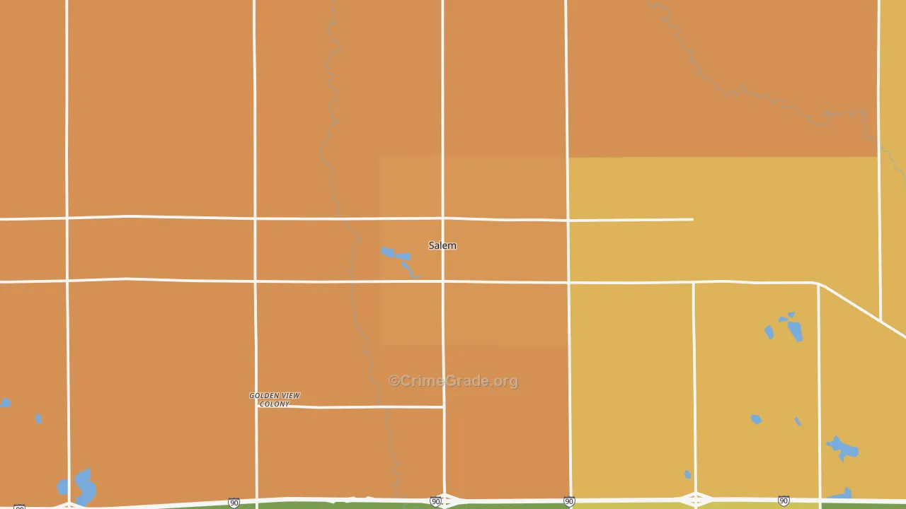 Salem, SD Map of Robbery Rates