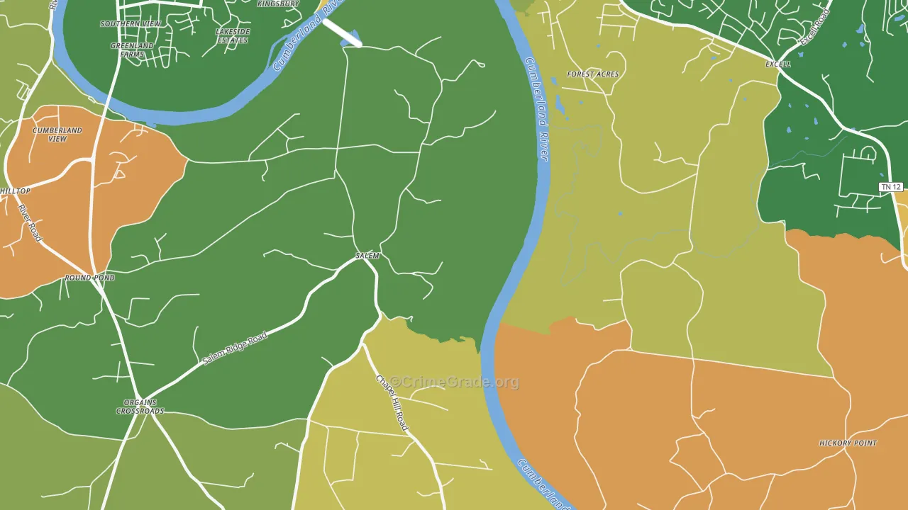 Salem, TN Map of Robbery Rates