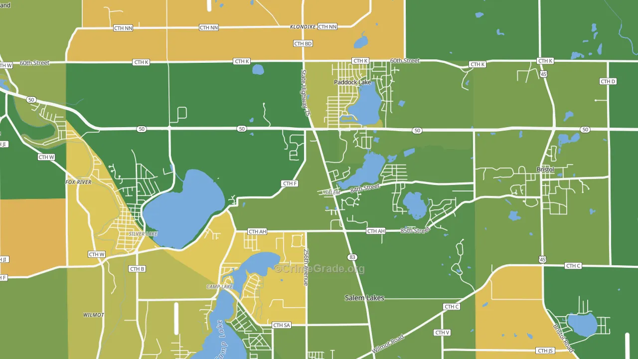 Salem, WI Map of Robbery Rates