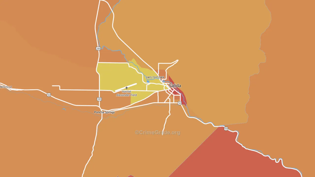 Salida, CO Map of Robbery Rates