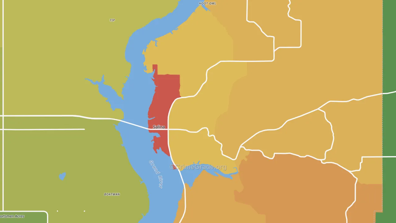Salina, OK Map of Robbery Rates