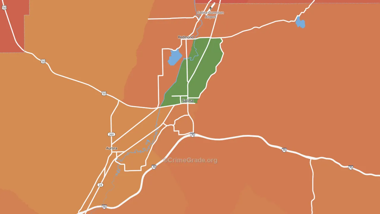 Salina, UT Map of Robbery Rates