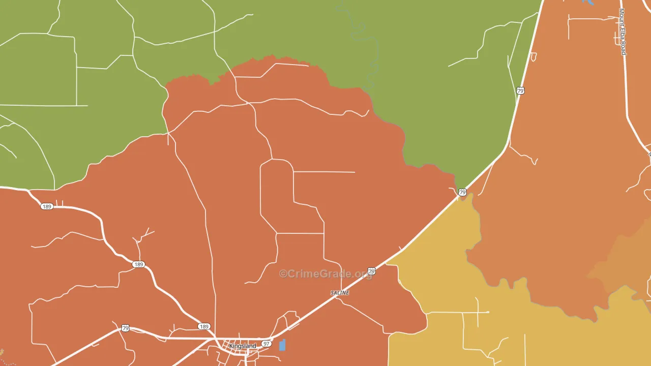 Saline, AR Map of Robbery Rates