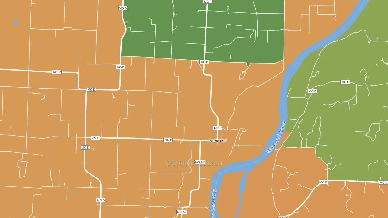 Saline City, MO Map of Robbery Rates