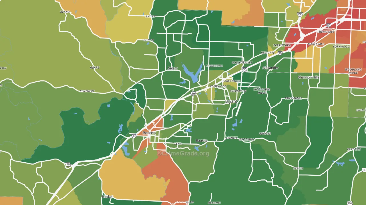 Saline County, AR Map of Robbery Rates
