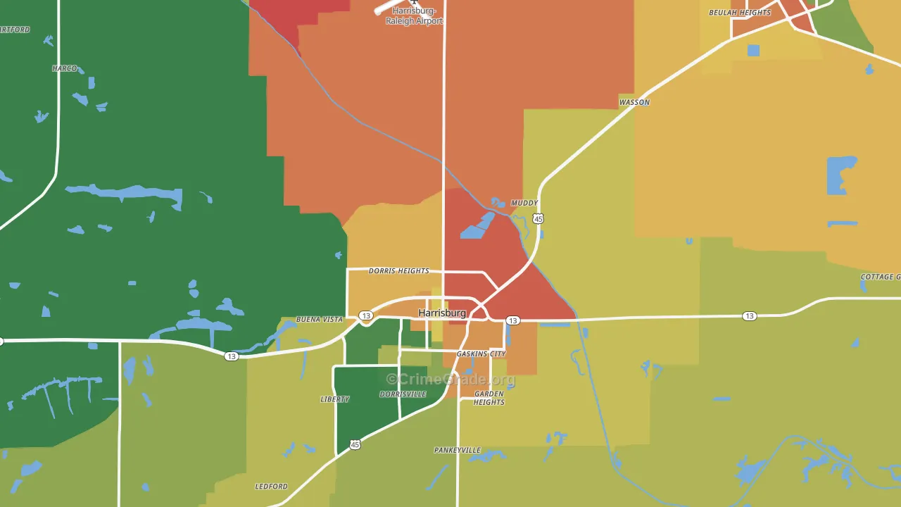 Saline County, IL Map of Robbery Rates