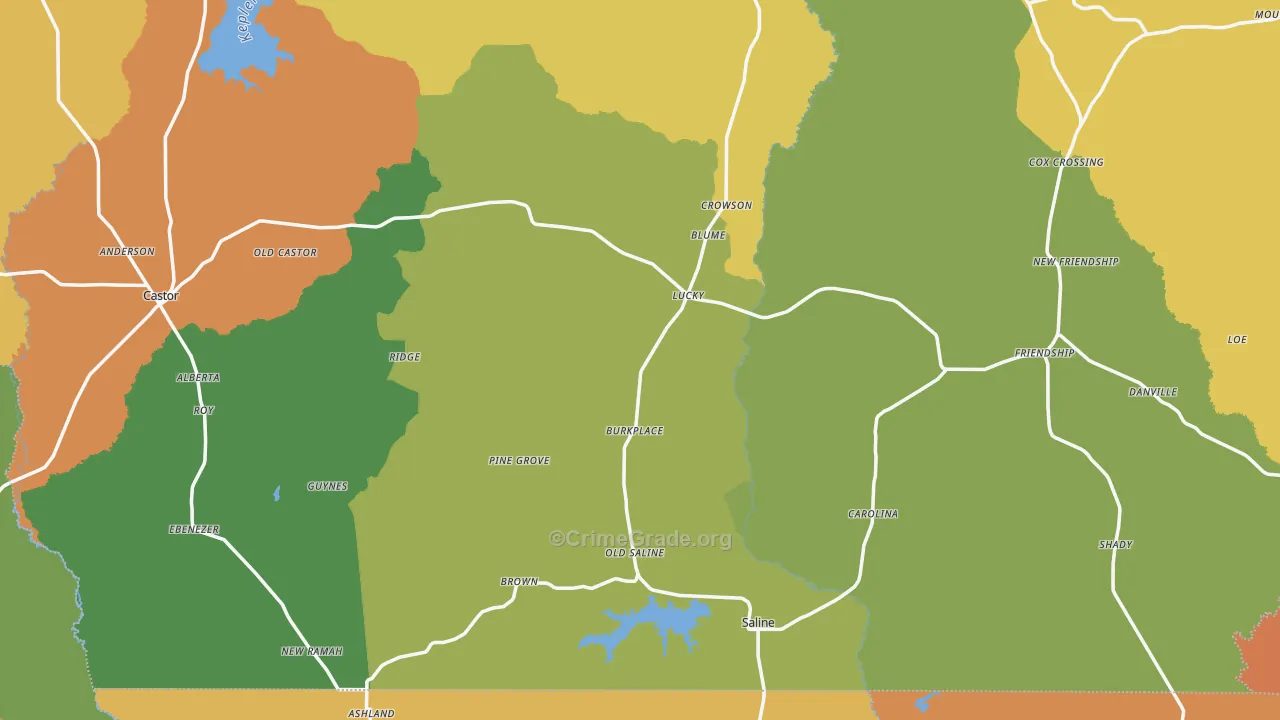 Saline, LA Map of Robbery Rates