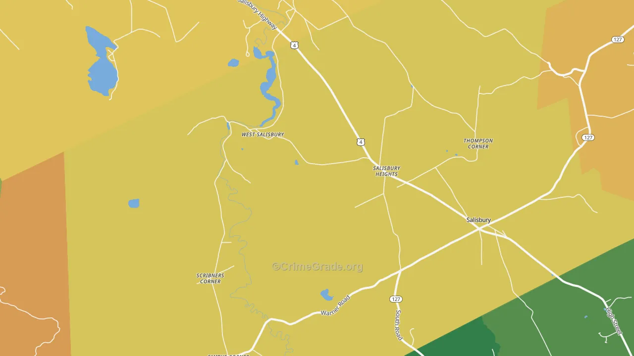 Salisbury Heights, NH Map of Robbery Rates