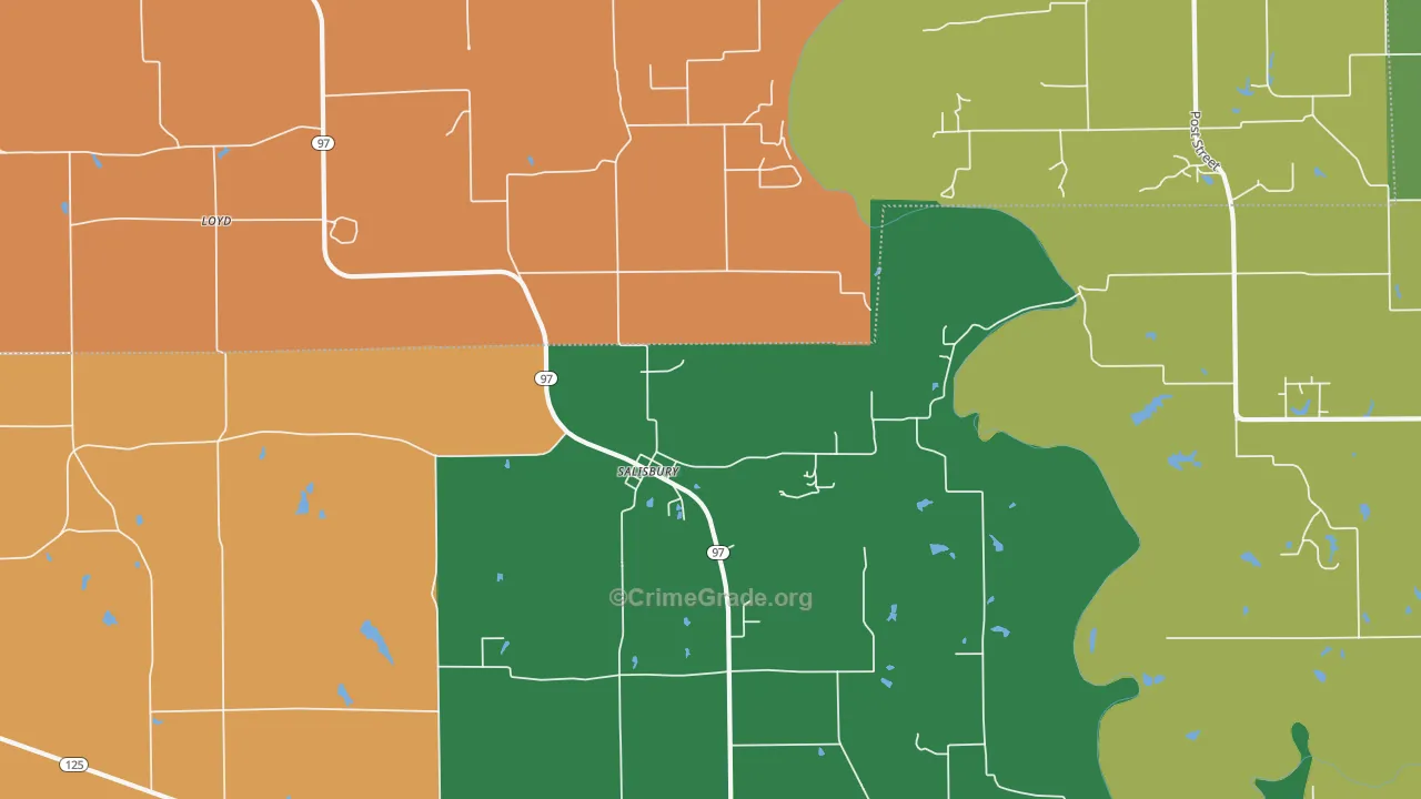 Salisbury, IL Map of Robbery Rates
