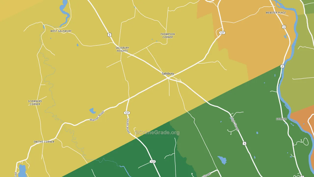 Salisbury, NH Map of Robbery Rates