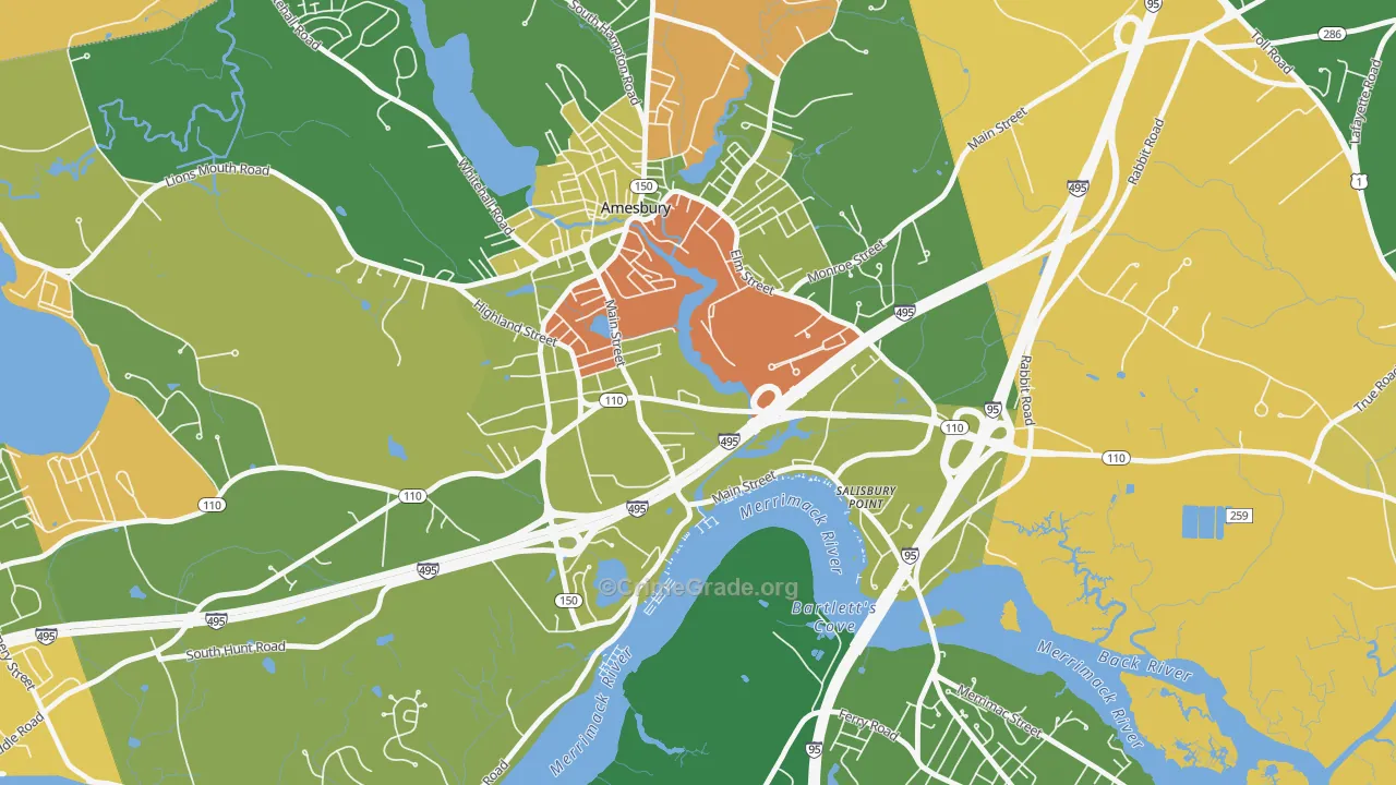 Salisbury Point, Amesbury Town, MA Map of Robbery Rates
