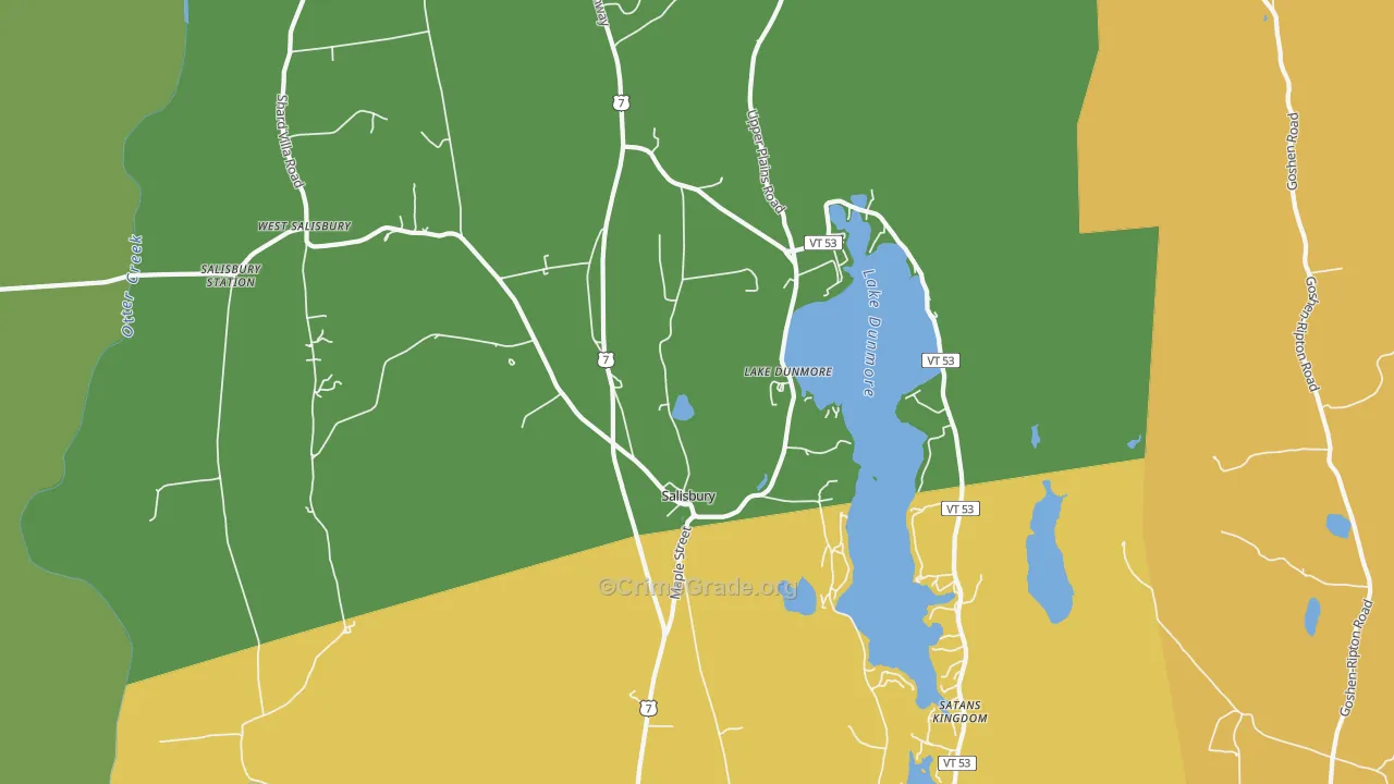 Salisbury, VT Map of Robbery Rates