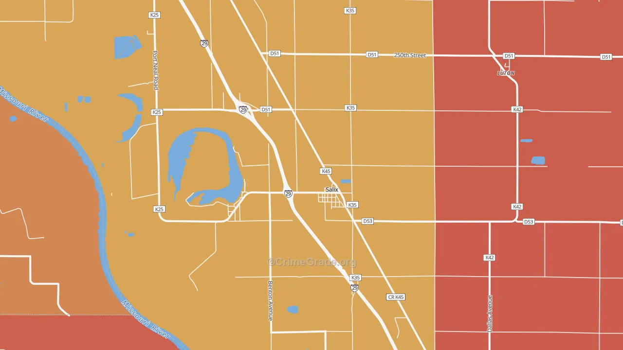 Salix, IA Map of Robbery Rates