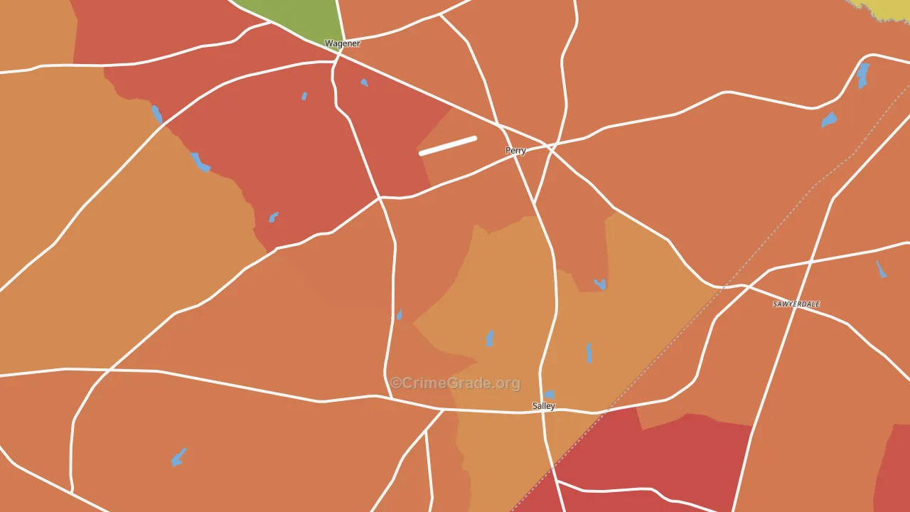 Salley, SC Map of Robbery Rates