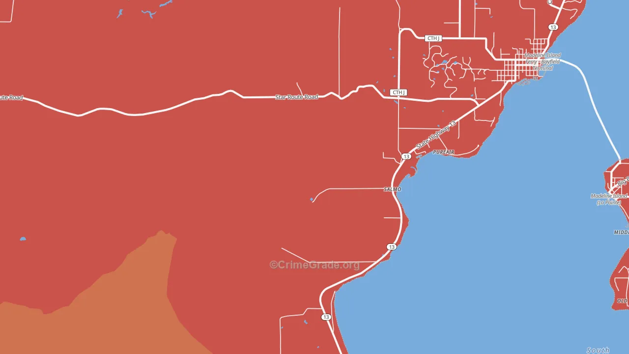 Salmo, WI Map of Robbery Rates