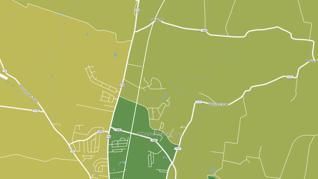 Salmon, KY Map of Robbery Rates