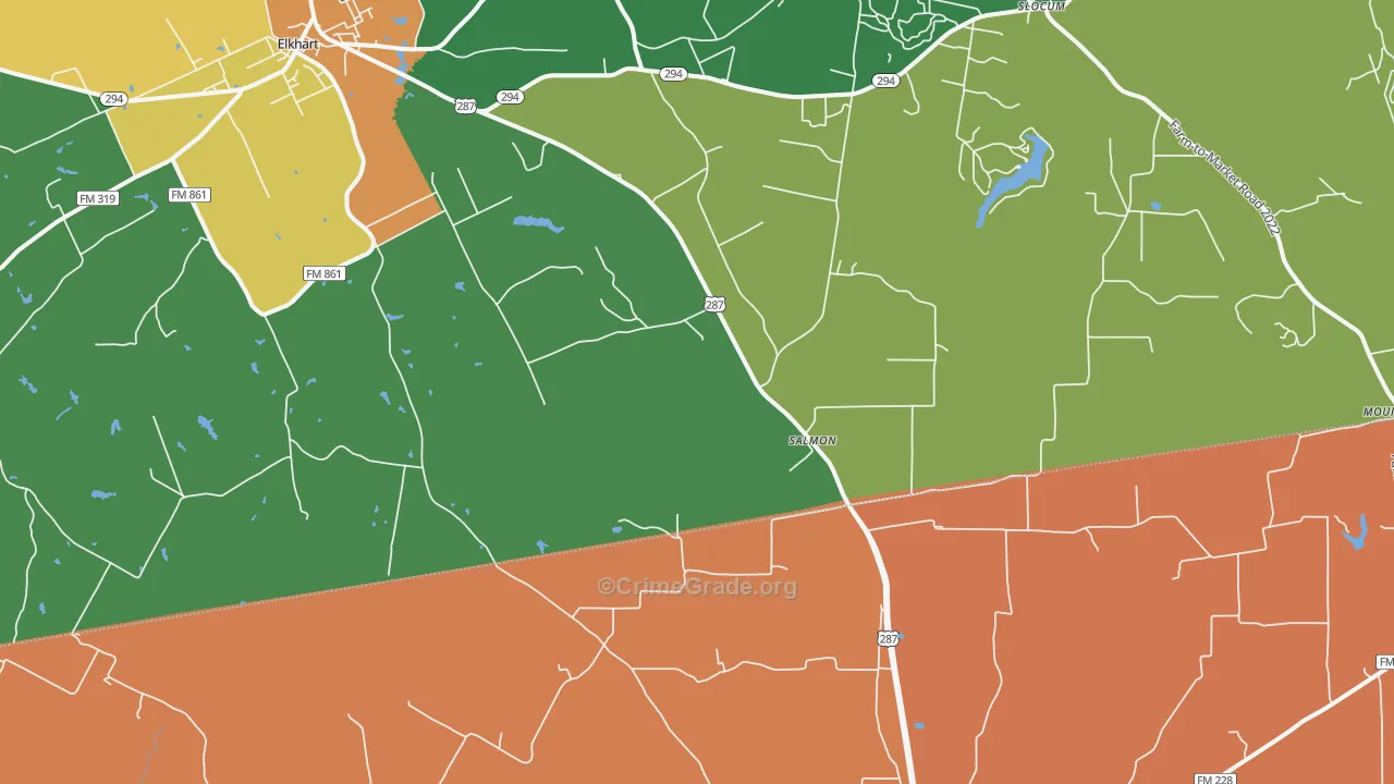 Salmon, TX Map of Robbery Rates
