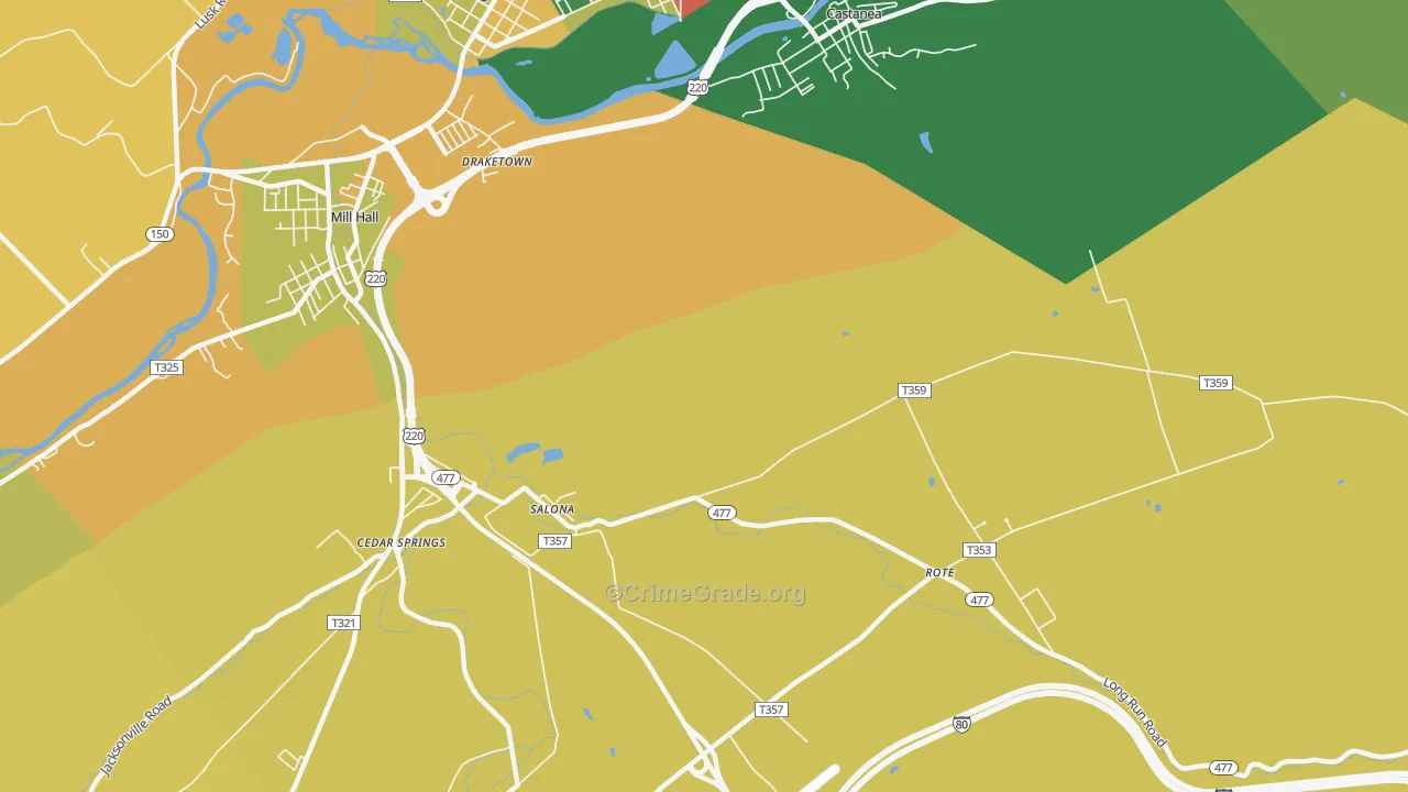 Salona, PA Map of Robbery Rates
