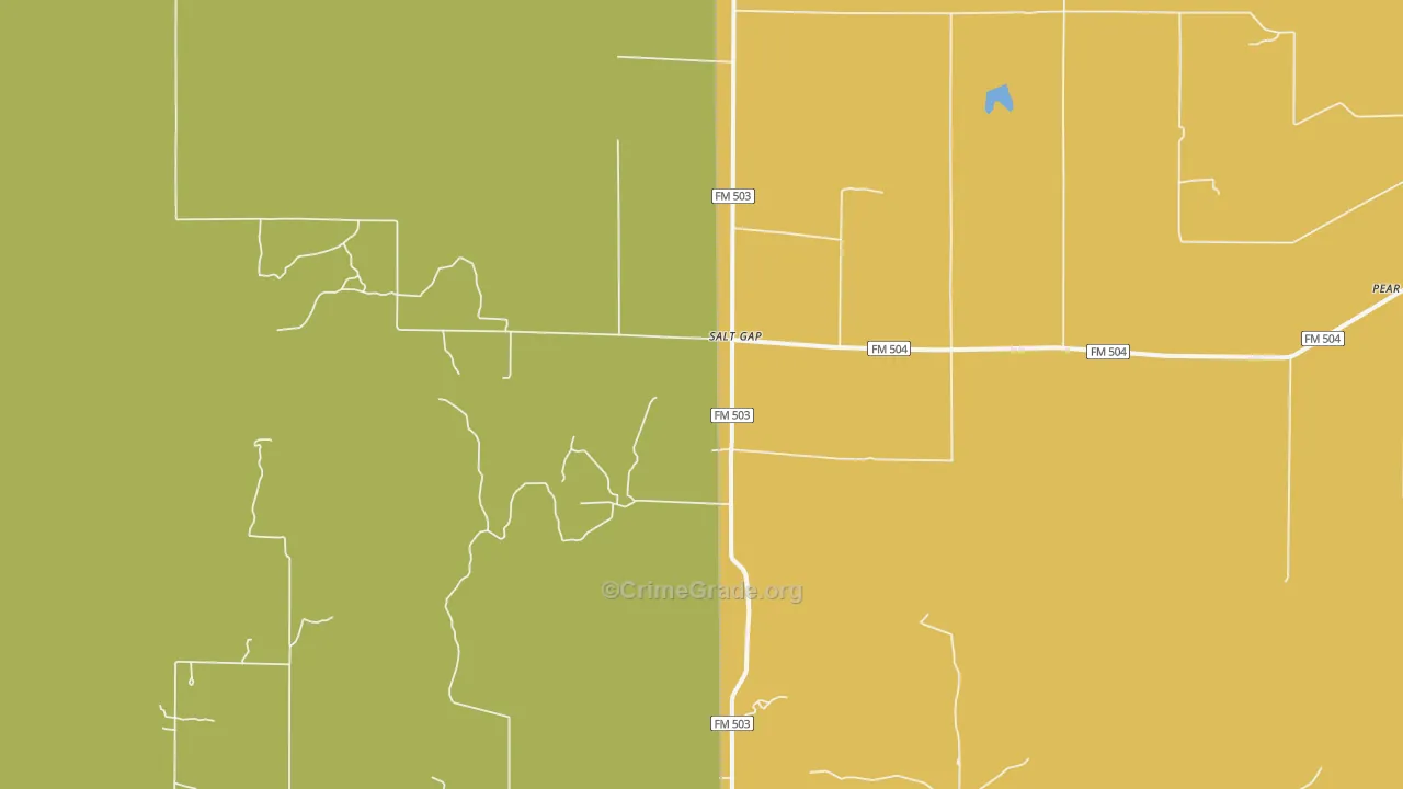 Salt Gap, TX Map of Robbery Rates