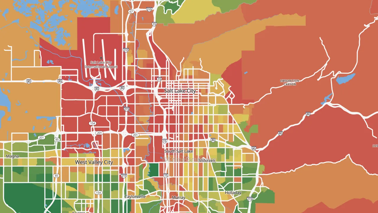 Salt Lake City, UT Map of Robbery Rates