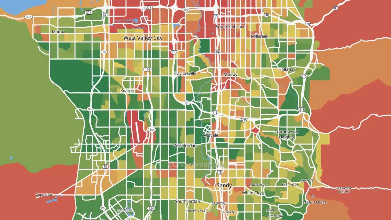 Salt Lake County, UT Map of Robbery Rates