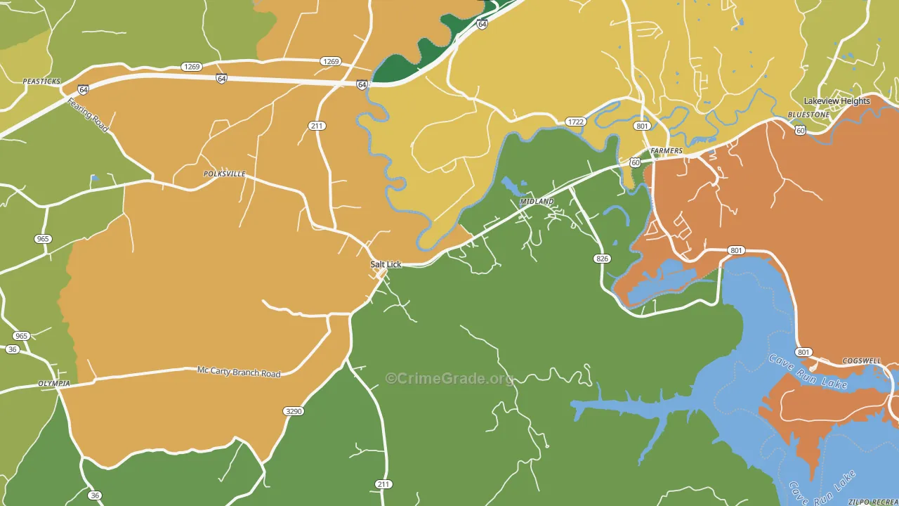Salt Lick, KY Map of Robbery Rates