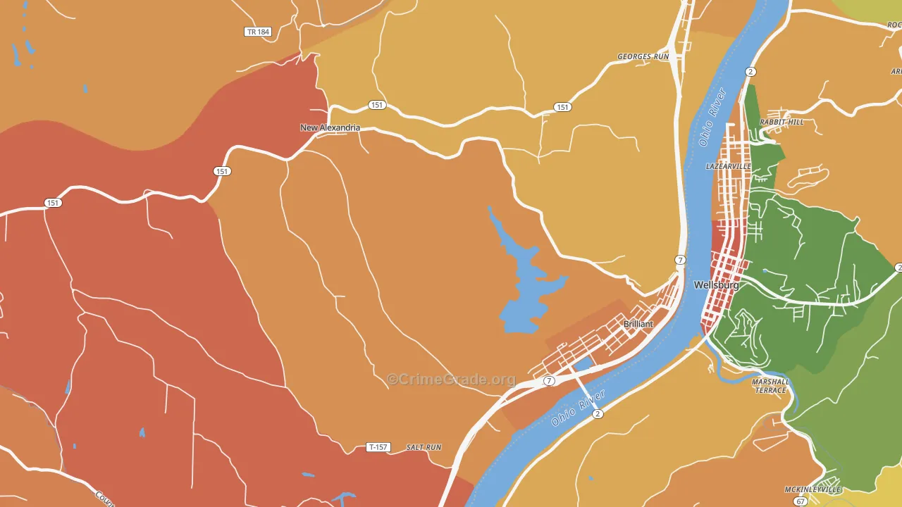 Salt Run, OH Map of Robbery Rates