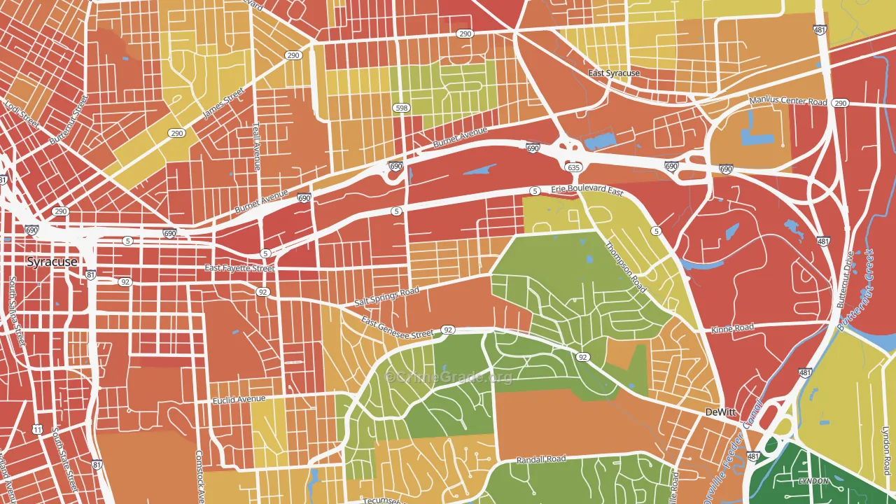 Salt Springs, Syracuse, NY Map of Robbery Rates