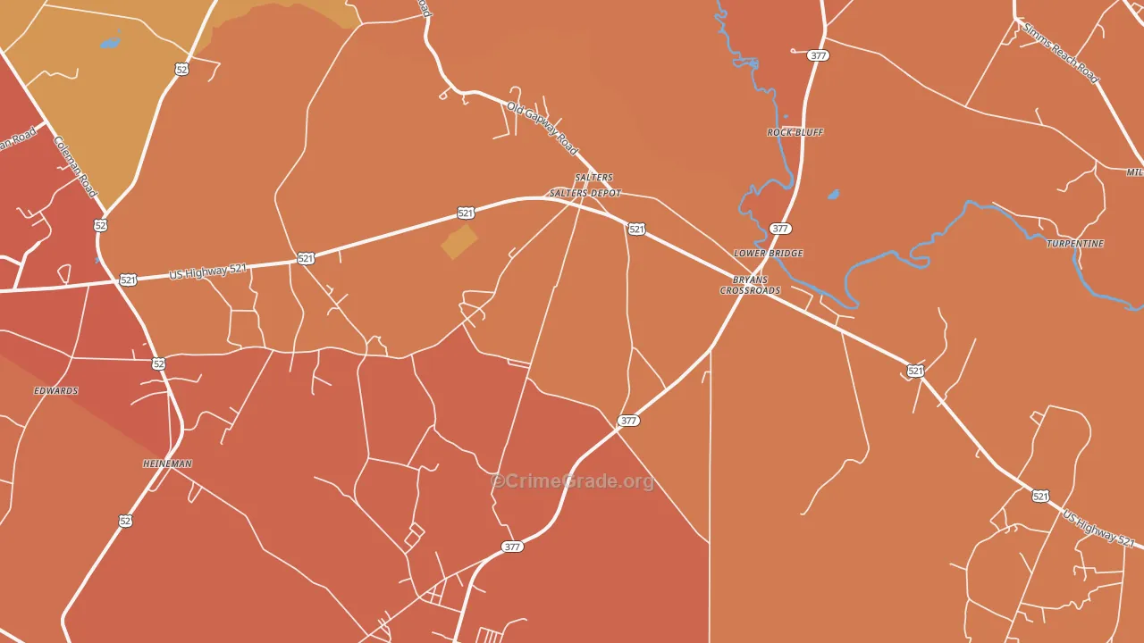 Salters, SC Map of Robbery Rates