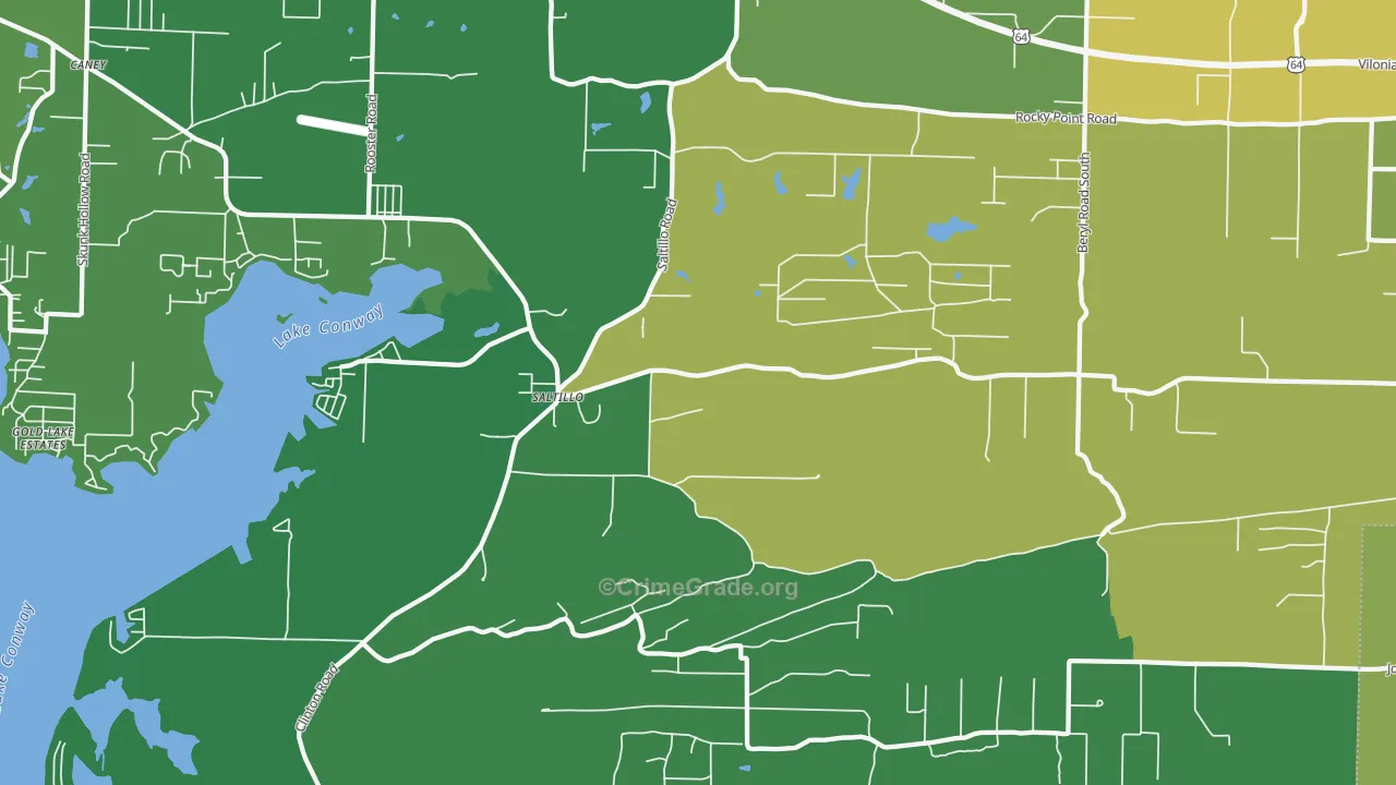 Saltillo, AR Map of Robbery Rates